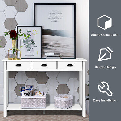 120 cm Console Table with Drawers & Shelf