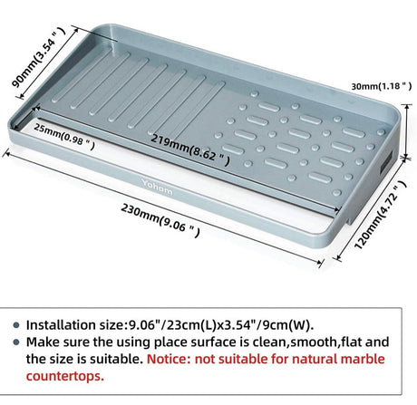 Kitchen Sink Tray Sponge Holder Organizer Draining Mat for Soap Dispenser Detergent Dishcloth Scrubbers Dishwashing Accessories Non-Slip Suction Holder Grey