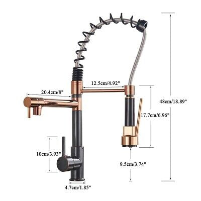 Kitchen Tap Mixer Taps Sink Basin Faucet Vanity 360° Swivel Black-Rose Gold