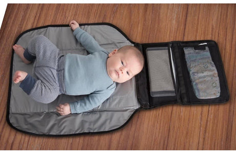 Portable Baby Changing Pad Diaper Bag Mat & Foldable Travel Changing Station with Bonus Wipe Case, Black