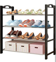 4 Tier Shoe Rack Organizer Entryway Shoe Storage, Black Shoe Rack with Premium Metal, Space-Saving Design, Easy to Assemble - Holds 20 Pairs - (L) 80cm x (W) 25cm x (H) 62cm (Black)