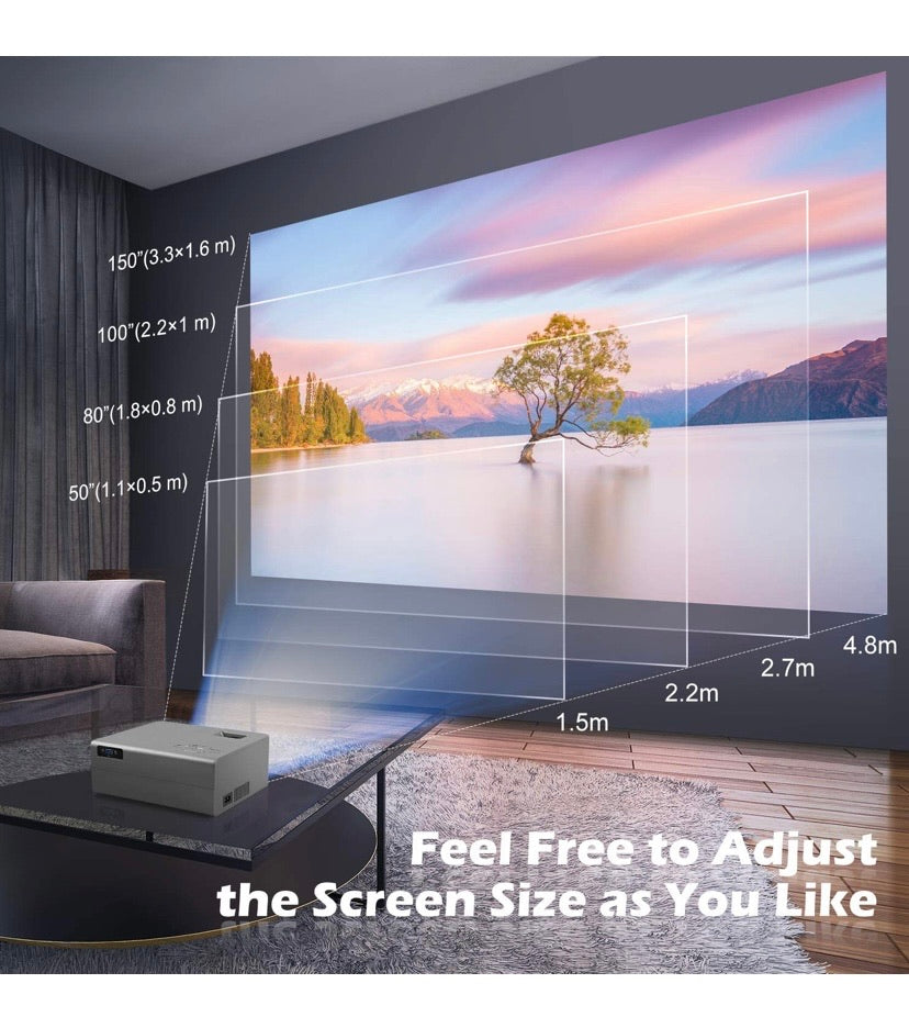 Mini Projector Portable Video Projector Home Cinema Projector 5500 Lumens Support 1080P Video 200 Inch Projection Size Compatible with HDMI / USB / VGA / SD / AV / Smartphone / Laptop /TV Box