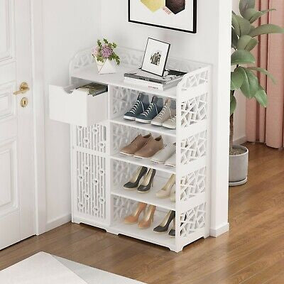 Wood-Plastic Shoe Cabinet with Drawer & Boot Compartment – 2 Colours
