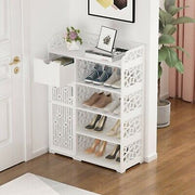 Wood-Plastic Shoe Cabinet with Drawer & Boot Compartment – 2 Colours