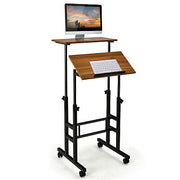 Mobile 2-Tier Adjustable Sit-Stand Laptop Desk
