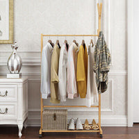 Rolling Bamboo Open Garment Rack with Shelves – 60cm or 100cm
