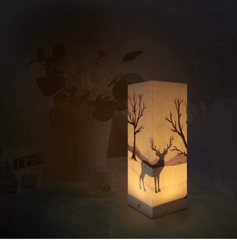 Deer Paper Lanterns Decorative Creative Novelty Paper Lanterns Collapsible Safety Material USB Low Power Energy Save Lamp Home Room Christmas Decor Kids Adult Friends Gift