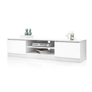 White TV Stand with 2 Doors & Storage