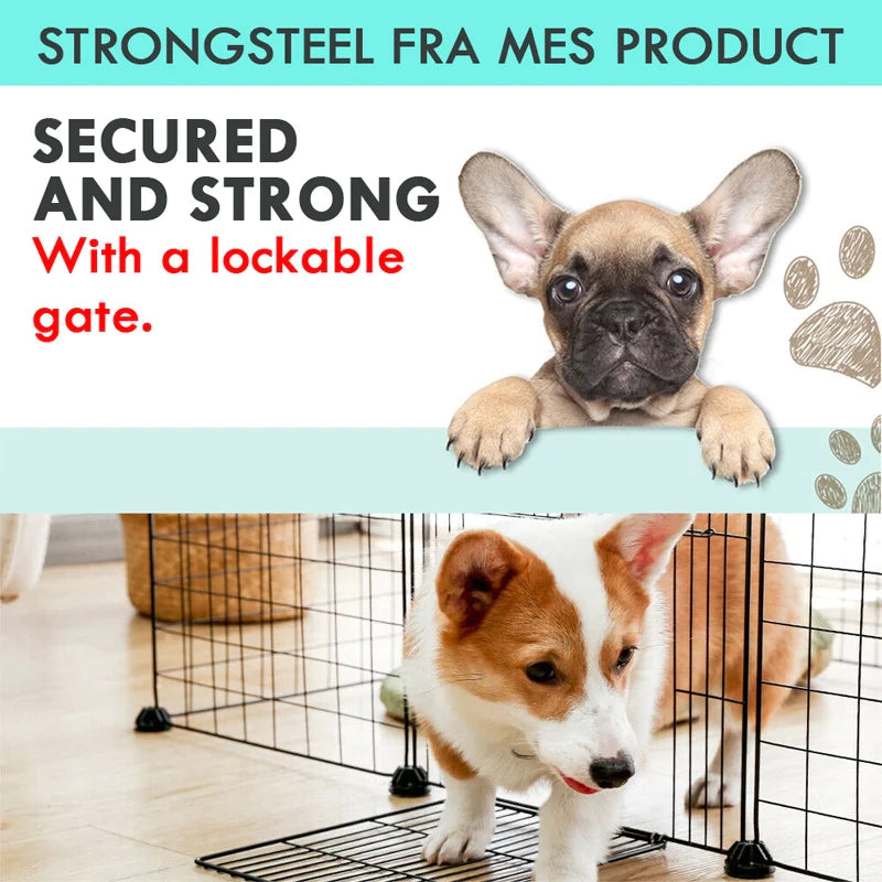 10-Panel Foldable Metal Dog Playpen – White