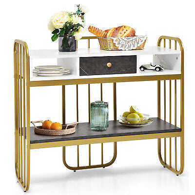 Faux-Marble Console Table with Shelf