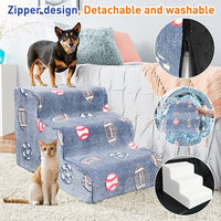 Extra-Wide Glow-in-the-Dark 3-Step Foam Pet Stairs – 60 × 40 × 40 cm