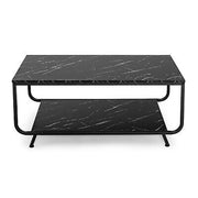 2-Tier Faux-Marble Coffee Table with Metal Frame
