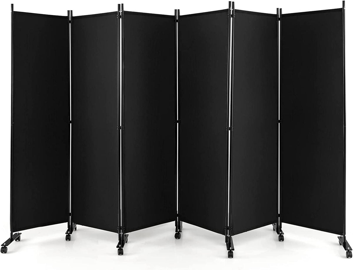 334.5 × 172 cm 6-Panel Rolling Room Divider – 4 Colours