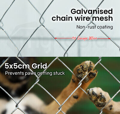 4 × 4 m Chain-Link Dog Kennel Run with Shade Cover