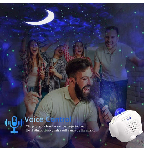 Star Night Light Projector Bedroom,3 in 1 Galaxy Projector Light LED Nebula Cloud Light with Moon Star & Voice Control As a Game Room Party Home Theatre Night Light Ambiance