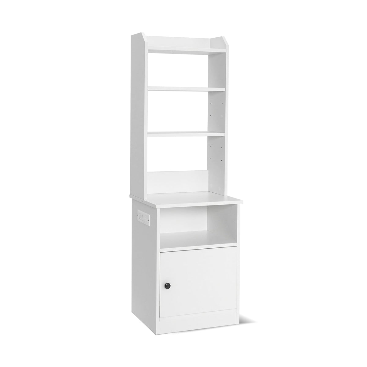 Nightstand Bedside End Side Table Bookshelf w/ Charging Station