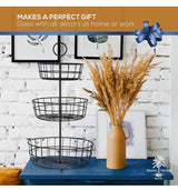 3 Tier Fruit Basket - Fresh Country Wire Basket by Regal Trunk & Co. | Three Tier Fruit Basket Stand for Storing & Organizing Vegetables, Eggs, and More | Fruit Basket for Counter or Hanging (3 Tier)