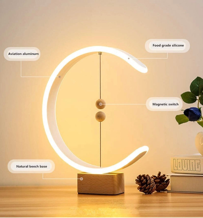 Heng Balance Lamp Switch on in mid-air USB Powered LED Table lamp Warm Eye-Care Designer Desk lamp,Contemporary Soft Light Office Modern Home Dorm Bedside Gift lamp (Wood)