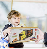 Coolplay 11 in 1 Die-cast Construction Vehicle Mini Engineering Truck Toy Set in Carrier Truck Play set for Boys, Mini Dumper, Bulldozers, Forklift, Tank Truck, Asphalt Car and Excavator for Kids