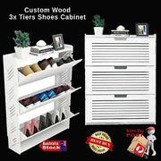 White three tier shoe rack cabinets storage space dust free home tidy organiser