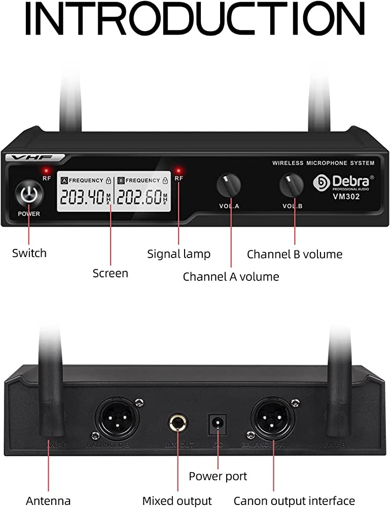 Debra VM302 Dual VHF Wireless Microphone System