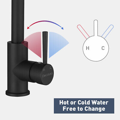 Matte Black Brass Pull-Out Kitchen Mixer Tap