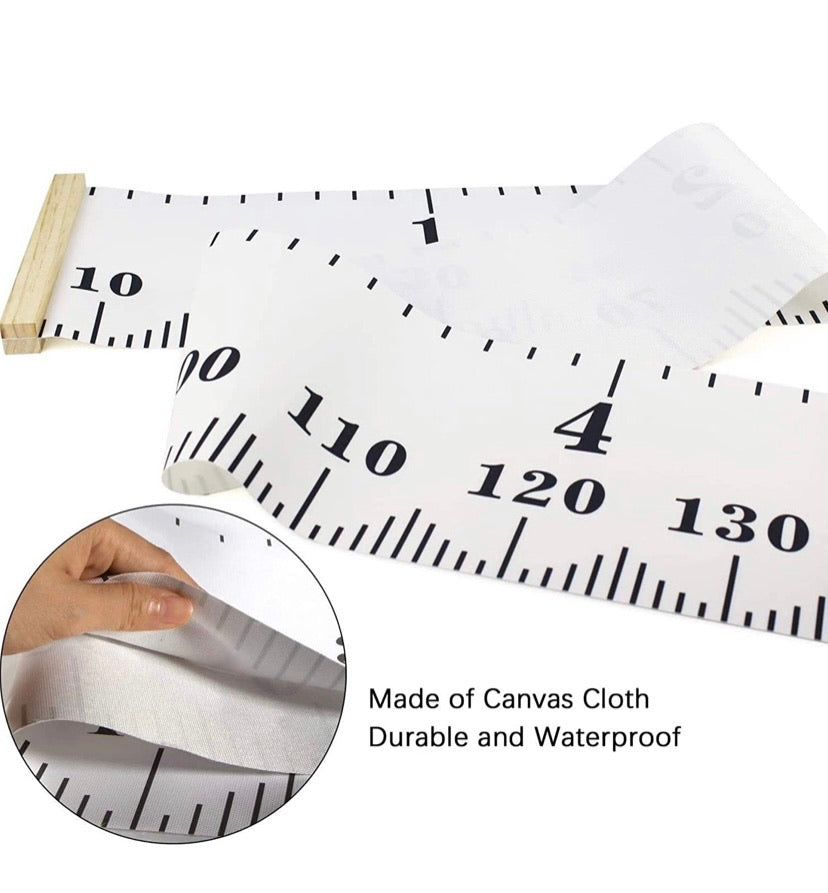 200cm Hanging Canvas Children’s Height Chart with Wooden Rails