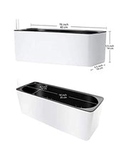 Rectangle Self Watering Planter Pots Window Box 40 cm Indoor Home Garden Modern Decorative Planter Pot for All House Plants Flowers Herbs (1, White(14x40 cm))