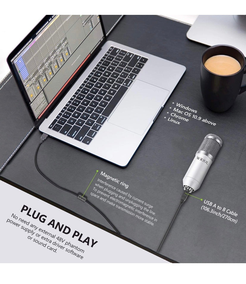 USB Cardioid Condenser Microphone Kit with Boom Arm
