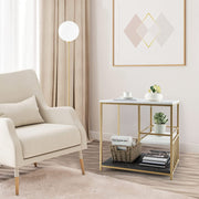 3-Tier Faux-Marble Sofa Side Table