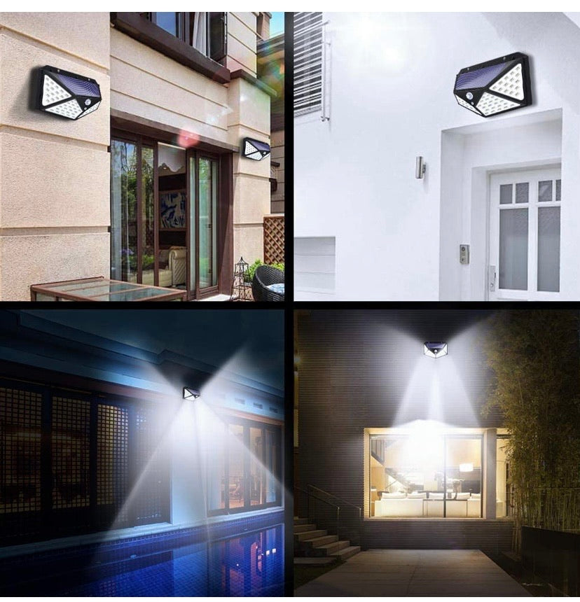 LED Solar Lights Outdoor,100 LED Motion Sensor Solar Security Lights, Outdoor Waterproof Solar Wall Light for Gate, Yard, Garage (2 Packs)