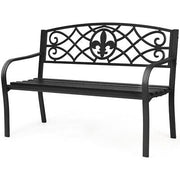 Outdoor Steel-Slat Garden Bench