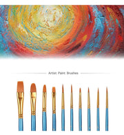10-Piece Artist Paint Brush Set for Acrylic, Oil & Watercolour
