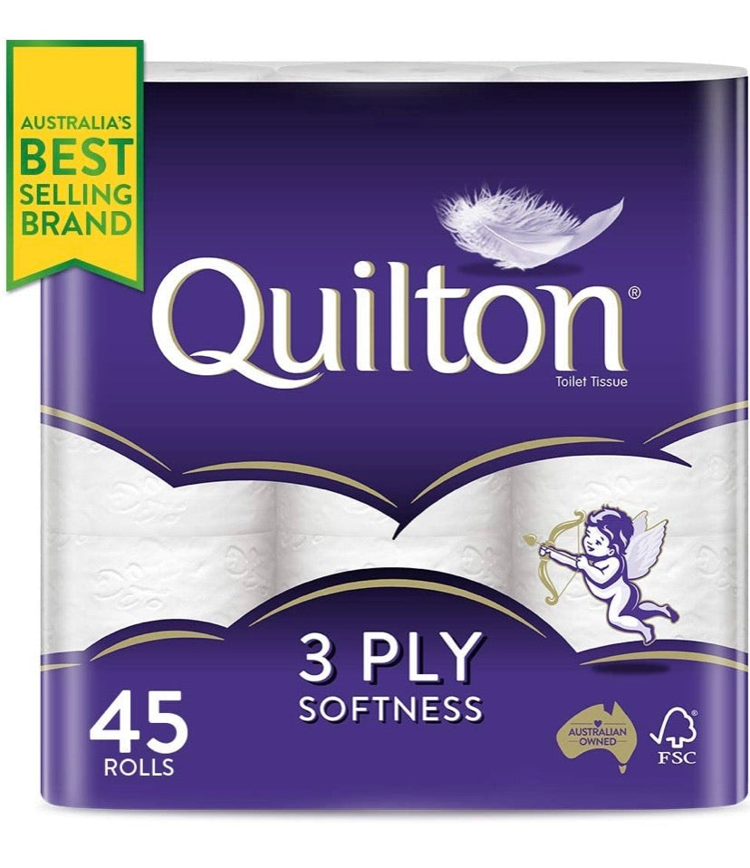 Quilton Original 3-Ply Toilet Tissue – 45 Rolls × 180 Sheets