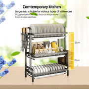 3 Tier Kitchen Dish Rack Plate Cup Drying Drainer Tray Cutlery Holder Storage