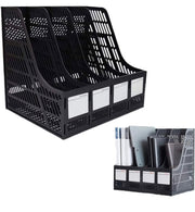 4-Compartment Desktop File & Magazine Organiser – Black