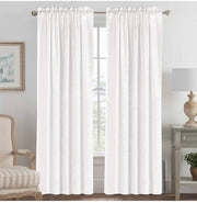 Linen Curtains Elegant Natural Linen Blended Curtains Energy Efficient Light Filtering/Rod Pocket Window Treatments Panels/Drapes for Livingroom (Set of 2,White, W132cm x D243cm)