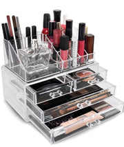2-Piece Clear Acrylic Makeup & Jewellery Organiser