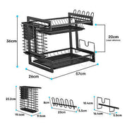 3 Tier Kitchen Dish Rack Plate Cup Drying Drainer Tray Cutlery Holder Storage