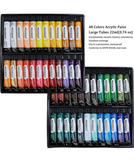 Acrylic Painting Supplies Set with 48x22ML Acrylic Paints, Acrylic Paintbrushes, Canvas Panels, Acrylic Painting Pad, Palette Knife, Art Supplies for Artists, Beginners & Adults