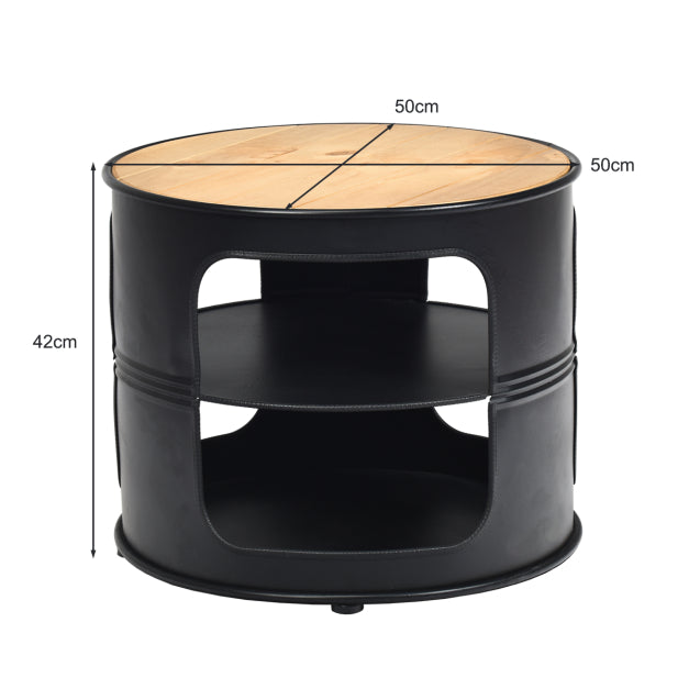 3-Tier Round Coffee Table with Storage Shelves