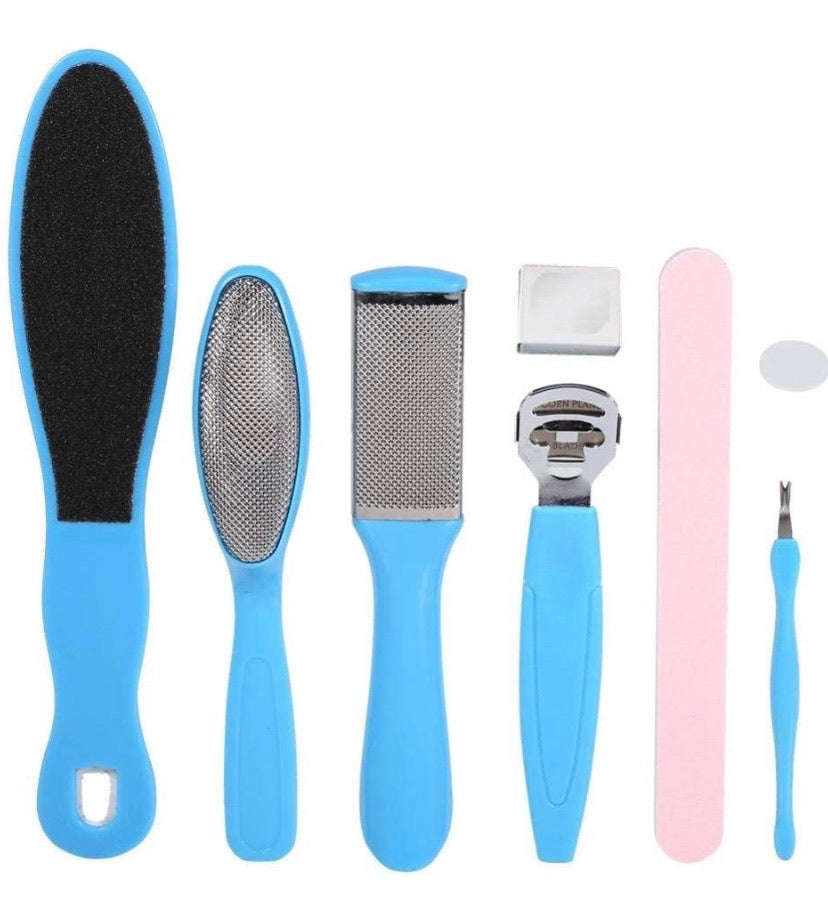 Stainless-Steel Pedicure & Foot-Care Tool Set – 6 Tools + 5 Blades