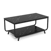 2-Tier Faux-Marble Coffee Table with Metal Frame