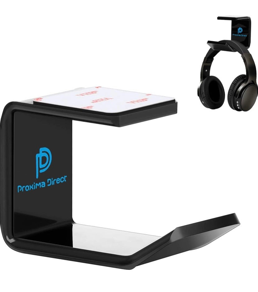 Acrylic Under-Desk Headphone Hanger – Black