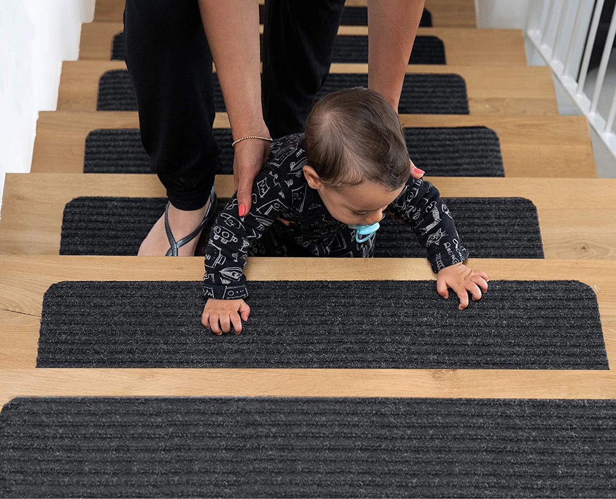 15-Piece Wool-Blend Carpet Stair Treads – 20 × 75 cm