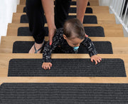 15-Piece Wool-Blend Carpet Stair Treads – 20 × 75 cm