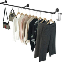Industrial Iron Pipe Wall-Mounted Garment Rail