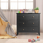 Black 3-Drawer Side Table & Nightstand