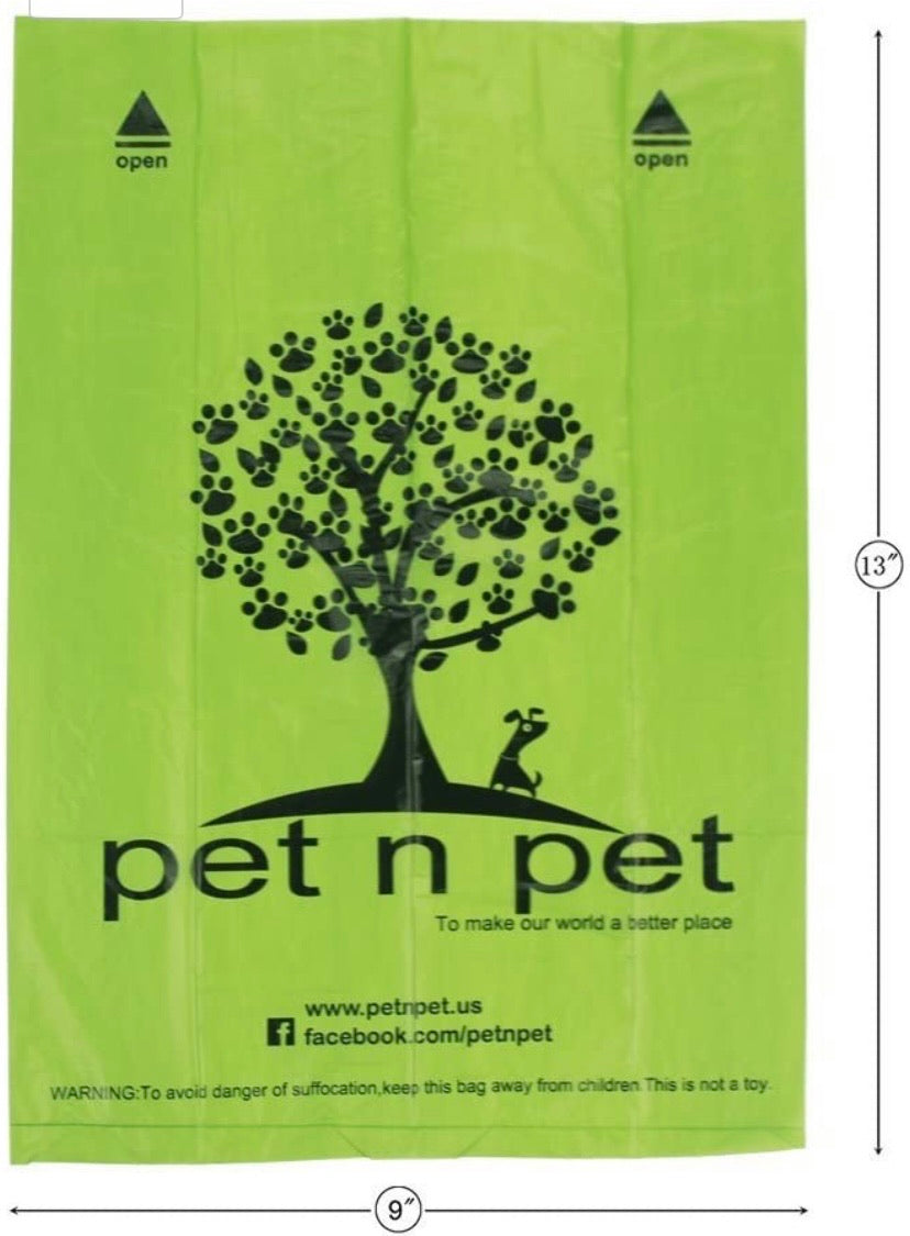 180 Unscented Dog Waste Bags – 10 Rolls with Dispenser