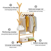 Rolling Bamboo Open Garment Rack with Shelves – 60cm or 100cm
